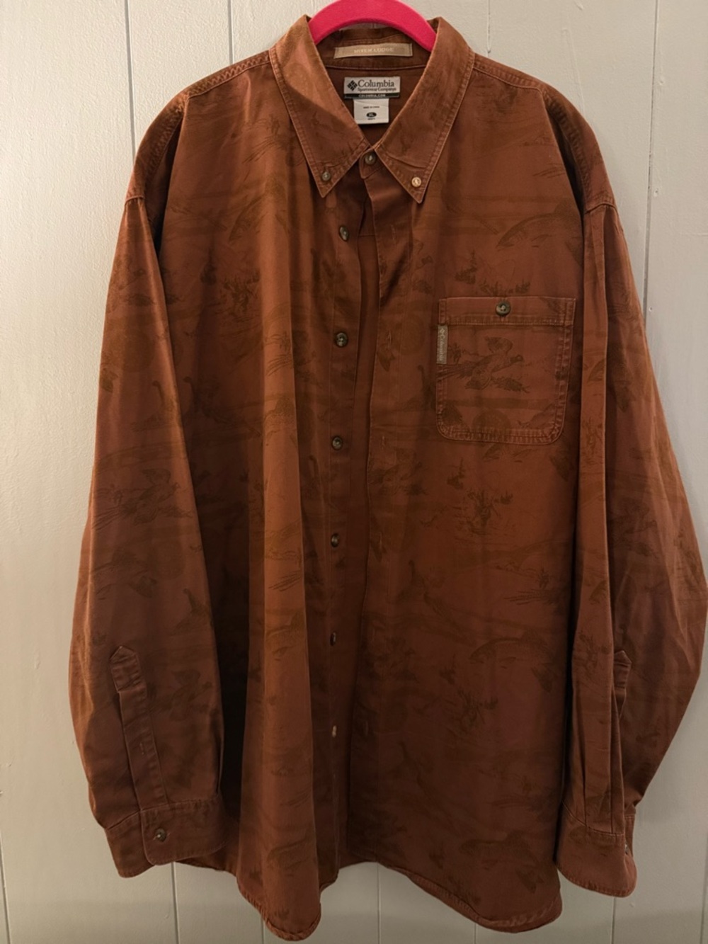 Columbia Men's Rust Brown Hunting Print Button-Up Shirt